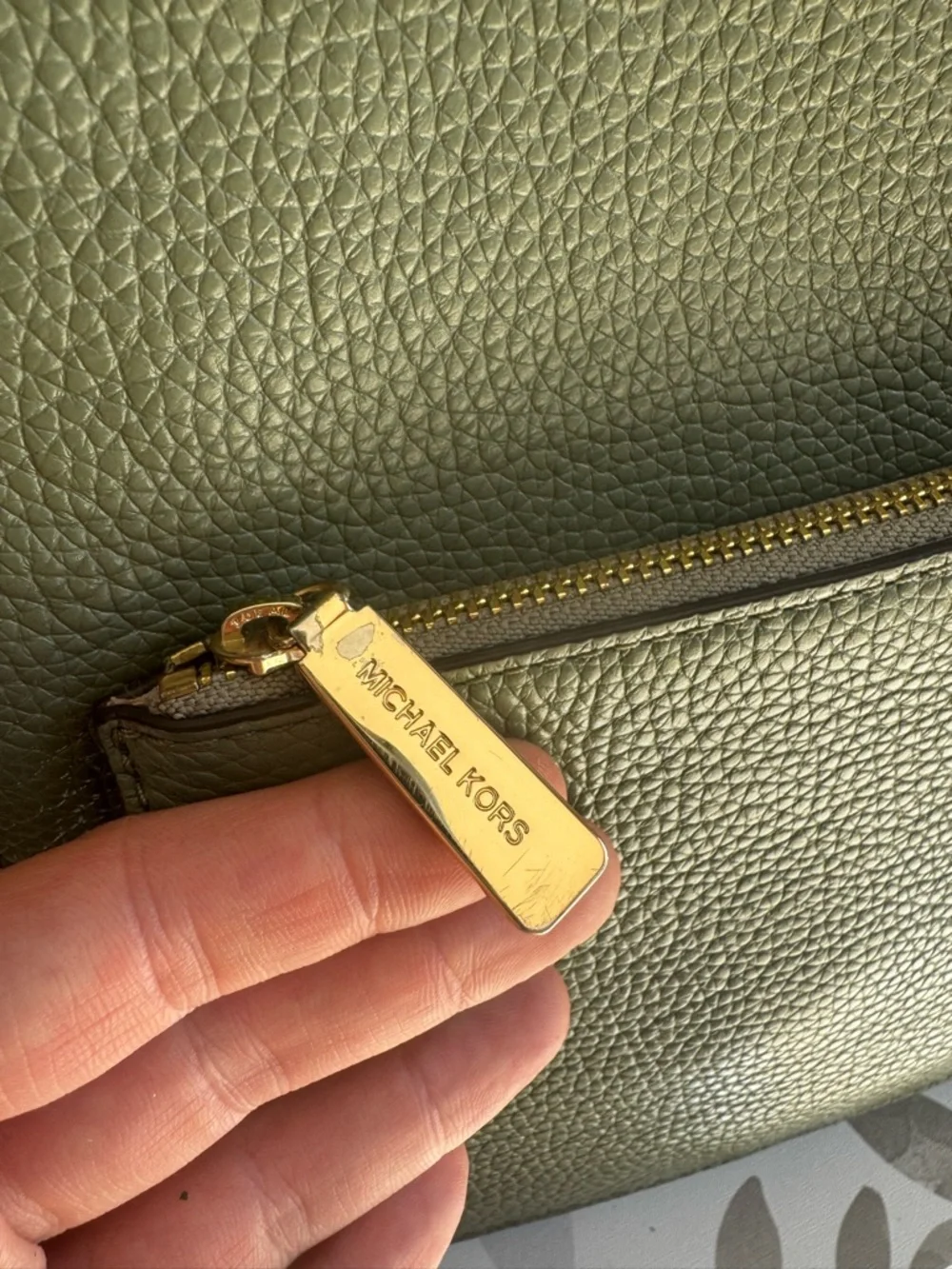 Michael Kors Olive Green Leather Backpack with Gold Hardwarw– Medium - Picture 3 of 12